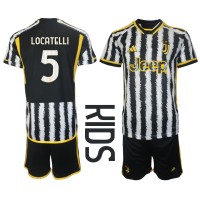 Koszulka piłkarska Juventus Manuel Locatelli #5 Strój Domowy dla dzieci 2023-24 tanio Krótki Rękaw (+ Krótkie spodenki)